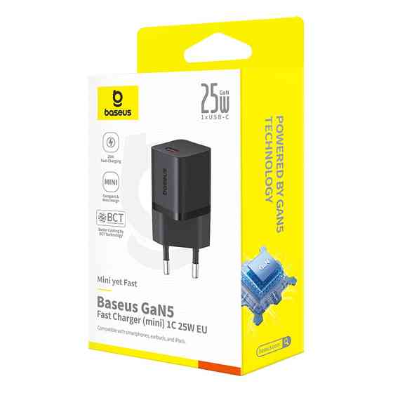 Сетевое зарядное устройство Baseus GaN5 Fast Charger (mini) 1C 25W EU Cluster Black Одесса