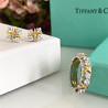 Tiffany Тіффані набір — кільце та сережки з хрестиками срібло 925, позолота/подарункове паковання