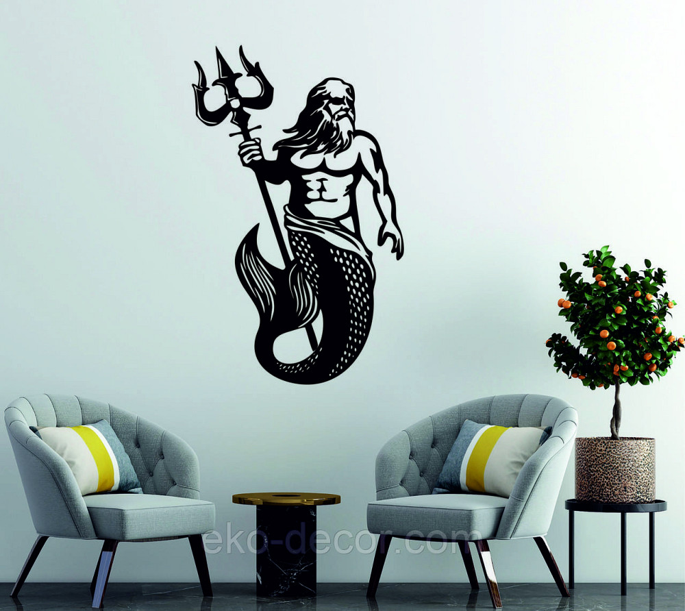 Декоративне настінне Панно «Пасейдон», Декор на стіну 70*44 см, Чорний Київ - фото 4