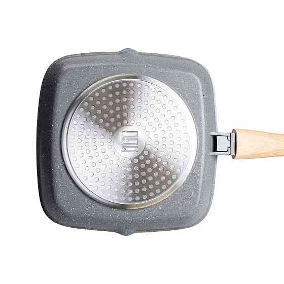 Сковорода-гриль 24 см з кришкою, квадратна, сірий колір Київ