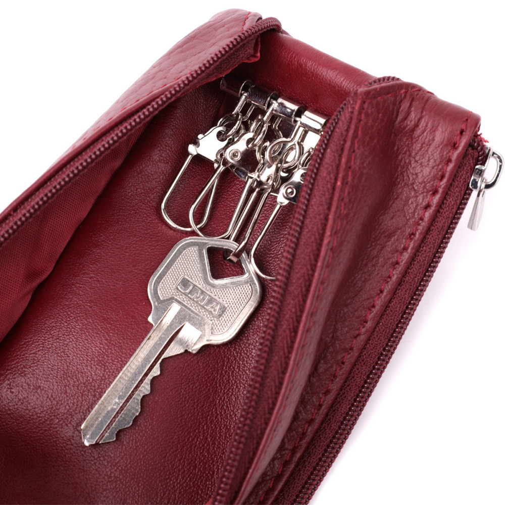 Шкіряна ключниця на блискавці ST Leather 22558 Бордовий Київ - фото 6