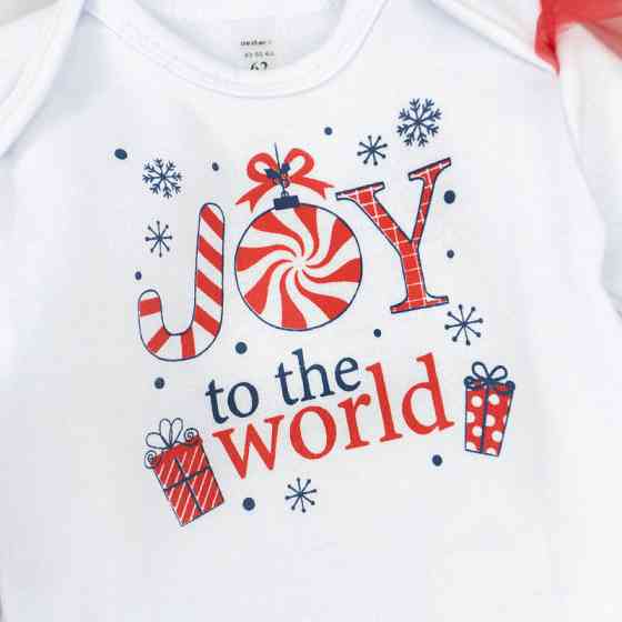 Теплий новорічний комплект для дівчинки Joy To The World зріст 68 см (3 - 6 місяців) Malena Білий з принтом Кривий Ріг
