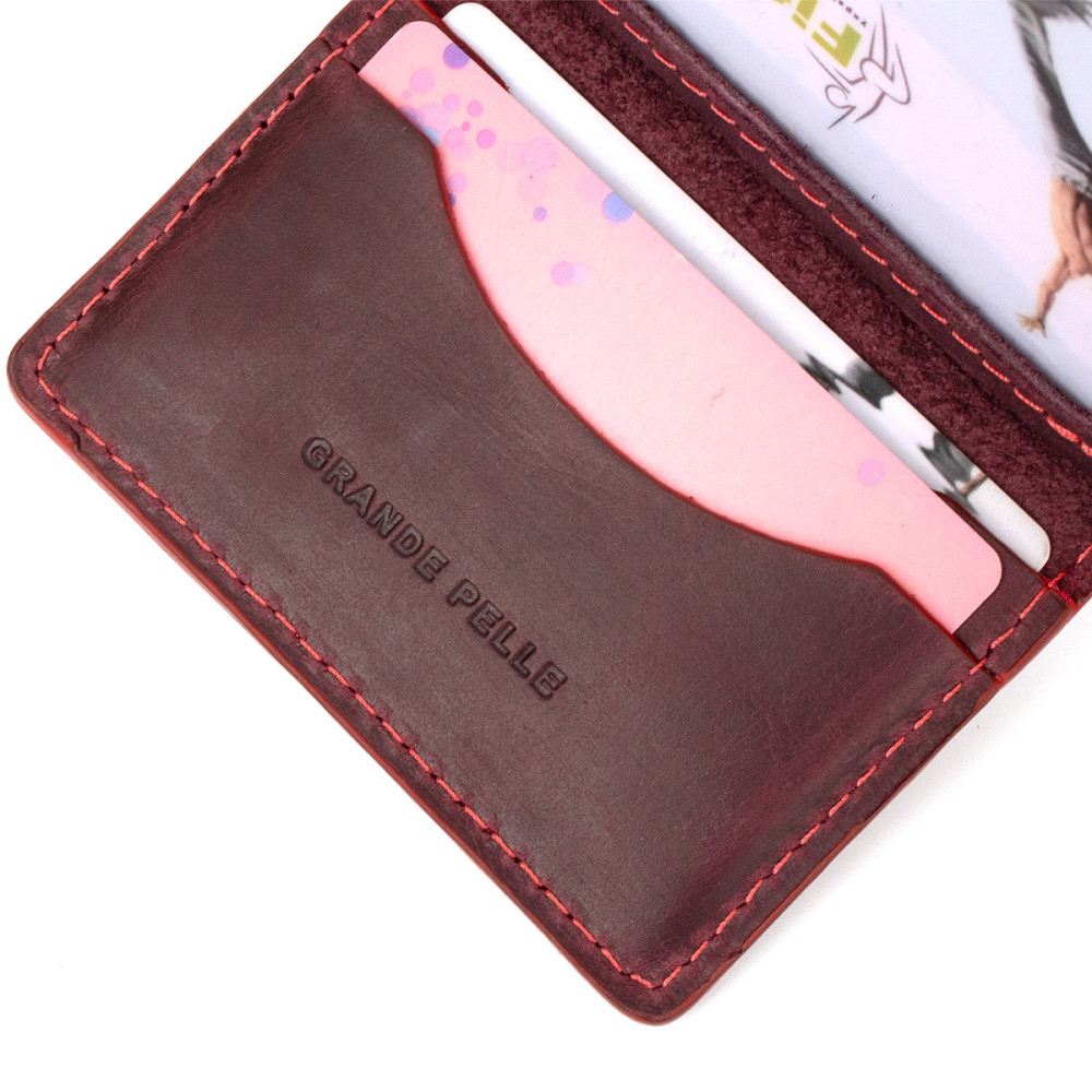 Шкіряна візитниця Бордовий (GRANDE PELLE) Київ - фото 20