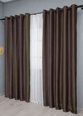 Комплект штор на люверсах VR-Textil Bagema Rvs № 1243ш Коричневий 150х250 см 2 шт (37-0164) Київ