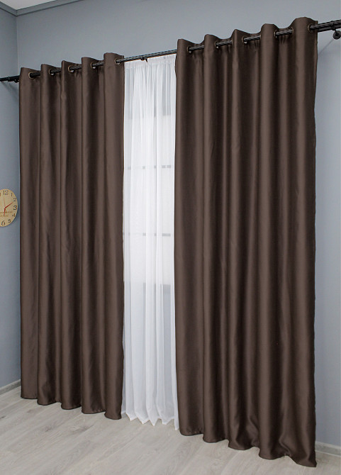 Комплект штор на люверсах VR-Textil Bagema Rvs № 1243ш Коричневий 150х250 см 2 шт (37-0164) Київ - фото 4
