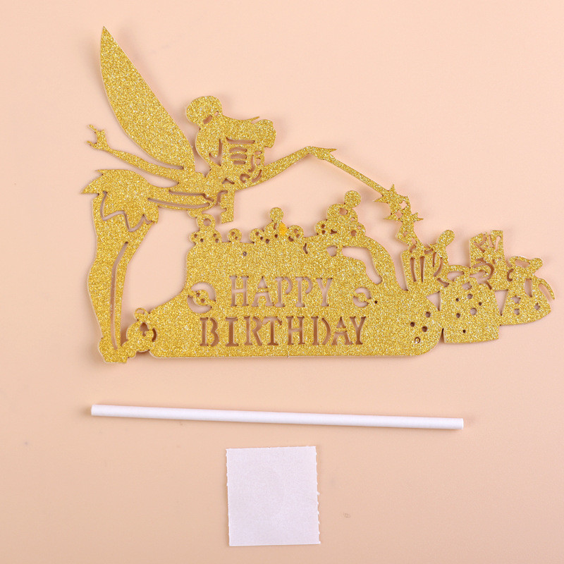 Топпер С Днем Рождения с блестками 13 на 10 см золотистый Киев - изображение 3