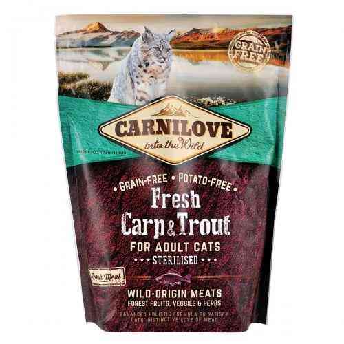 Корм сухой Carnilove Fresh Carp and Trout Sterilised for Adult Cats для взрослых стерилизованных и кастрированных кошек из карп Киев