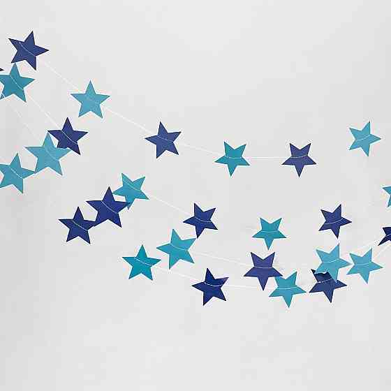 Гирлянда Звездочки на нитке 4 м на 7 см сине-голубой Киев