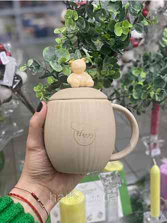 Кухоль чашка кераміка з кришкою і ложкою Olens "Їжачок" 400 мл білий з їжачком Київ