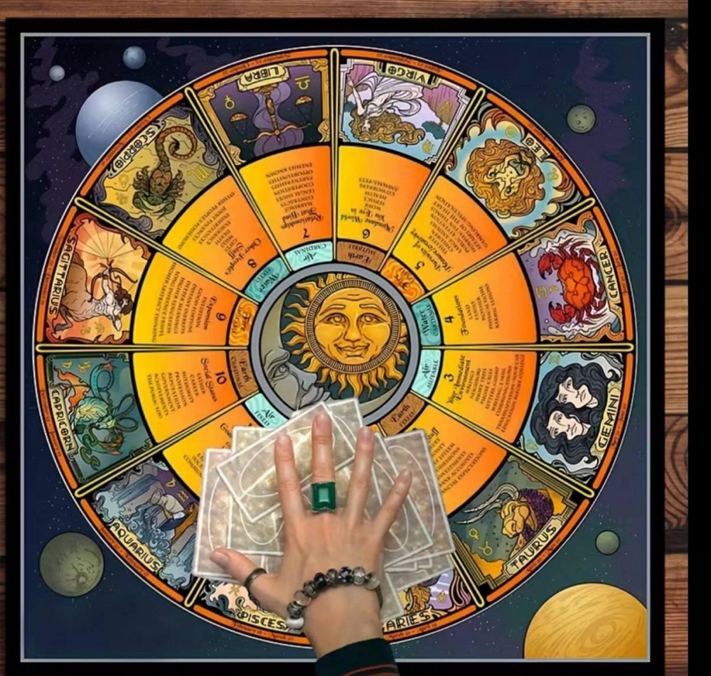 Вівтарна скатертина Зодіак 49×49 см – килимок для Таро та розкладів Київ - фото 1