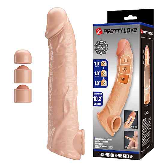 Подовжуюча насадка на член - Pretty Love Extension Penis Sleeve Flesh, 26 см Sex Aura Київ
