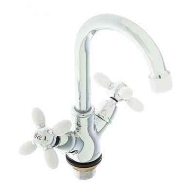 Смеситель для кухни LOFFREY LY85910H с белыми ручками Харьков
