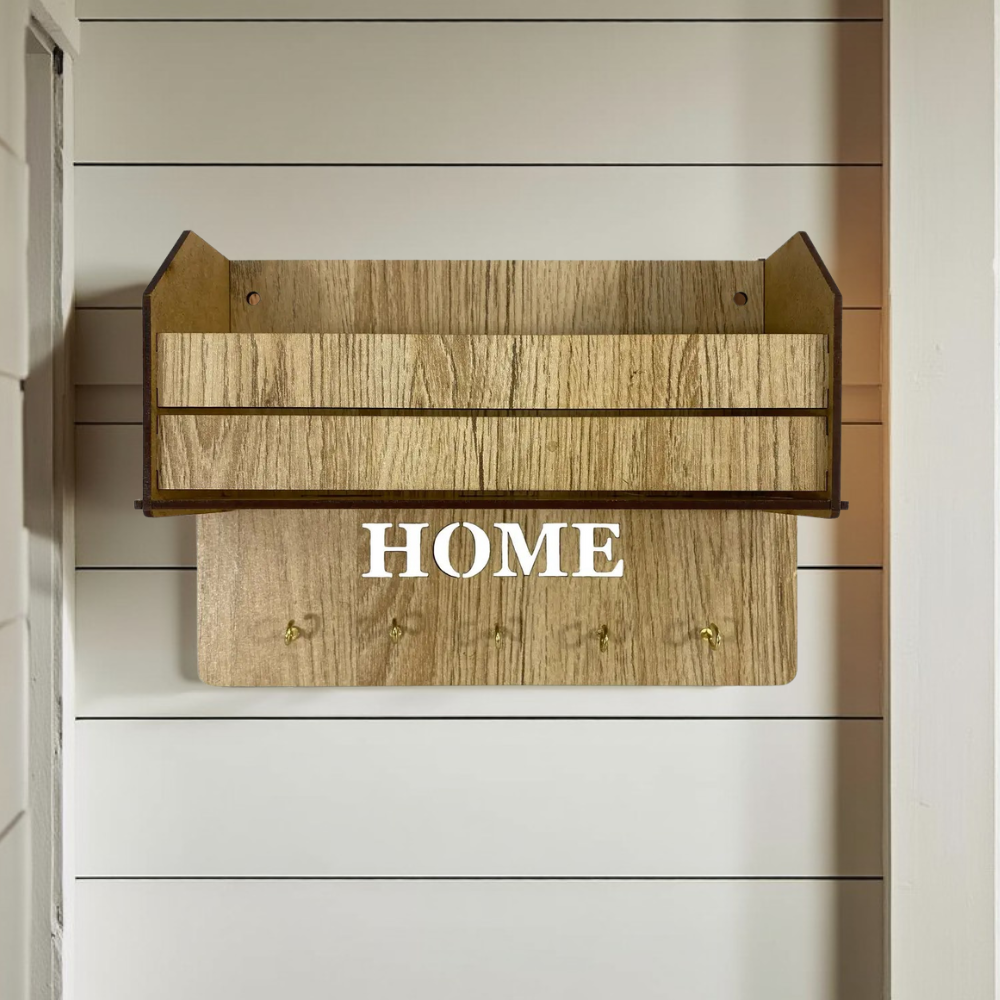 Ключница настенная, полка органайзер для ключей, мелочей и аксессуаров, деревенная с 5 металлическими крючками, 24х17х7 см Каменец-Подольский - изображение 3