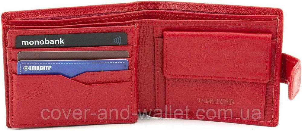 Компактний жіночий гаманець червоного кольору подвійного складання ST 34 Київ - фото 4