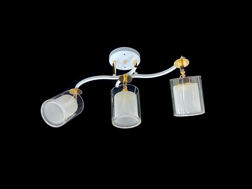 VALESO Люстра стельова класична на 3 плафони метал та скло VALESO 2435C/3 Білий+Золото Коломия - фото 1