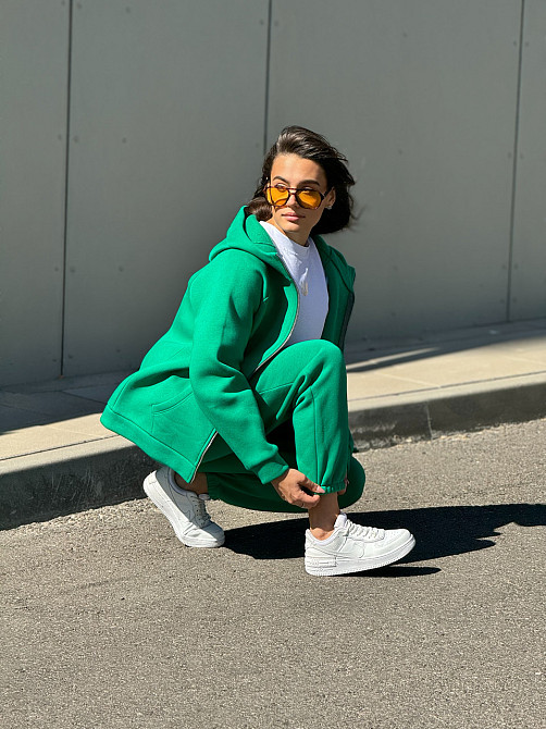 Теплый спортивный костюм женский на змейке Зелёный 46/48 Харьков - изображение 10