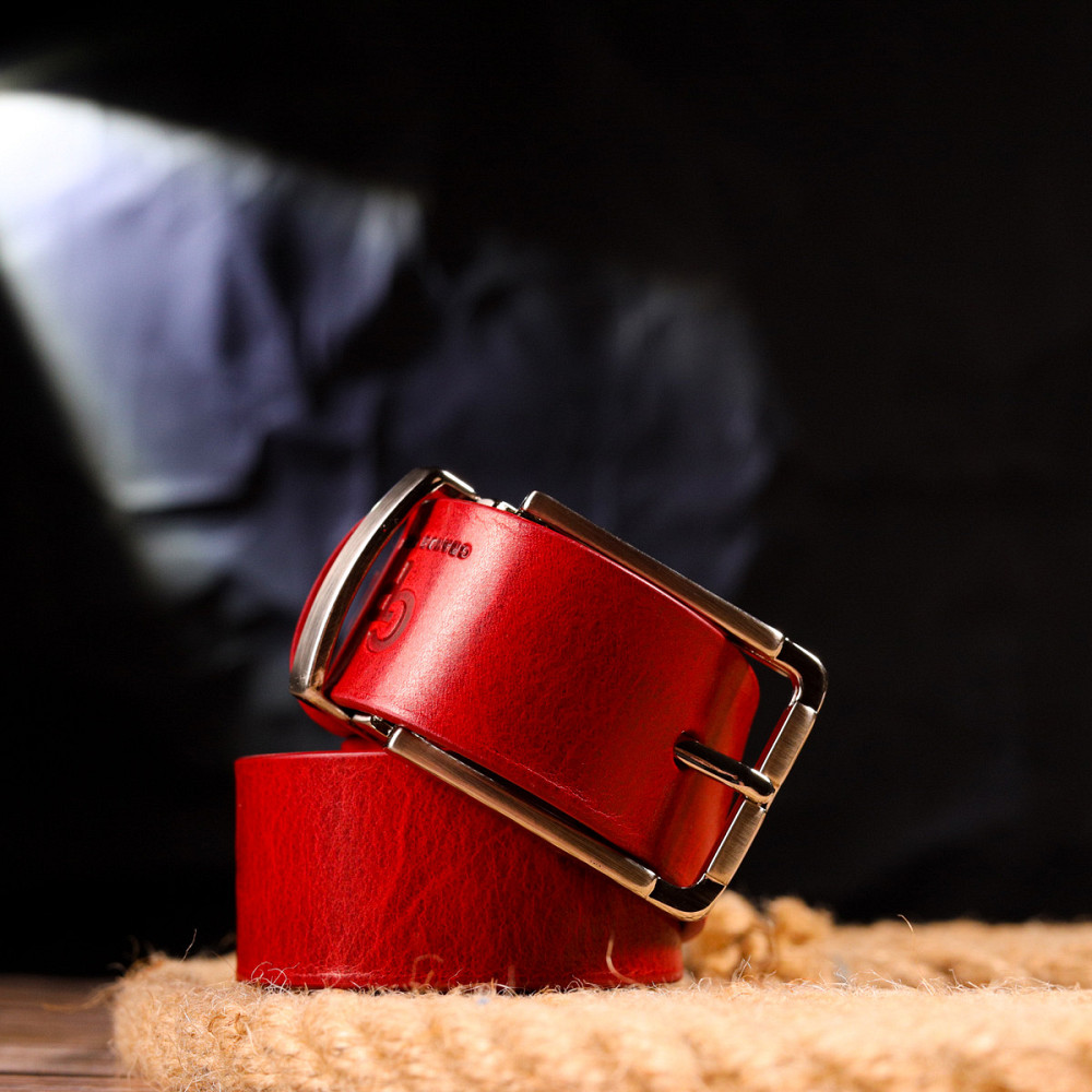 Качественный женский ремень из натуральной кожи Grande Pelle 21456 Красный Киев - изображение 8