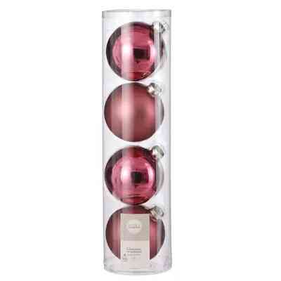 Ялинкова іграшка House Of Seasons Скляні кульки 4 шт D10 см Рожеві (8718861800487) Вінниця