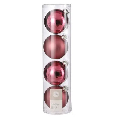 Ялинкова іграшка House Of Seasons Скляні кульки 4 шт D10 см Рожеві (8718861800487) Вінниця - фото 1