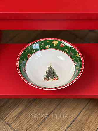 САТНИК НОВОГОДНІЙ ФАРФОРОВИЙ СЕРВОВАНИЙ "CHRISTMAS DELIGHT" 16 см 350 мл + ПОДАРУНОВА ПАКОВАННЯ Київ
