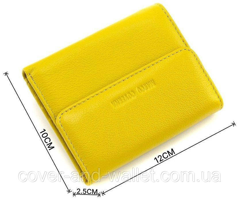 Желтый женский кожаный кошелек небольшого размера на магнитах Marco Coverna Киев - изображение 3