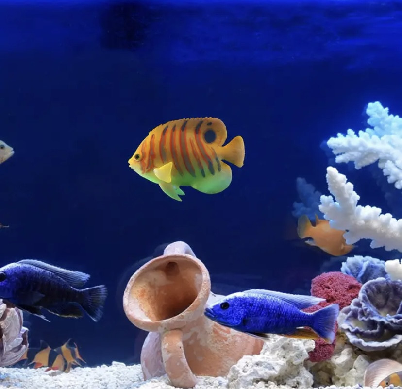 Штучна рибка Ангел для акваріума декор силіконова і люмінесцентна 7 на 9,5 см помаранчева Київ - фото 2