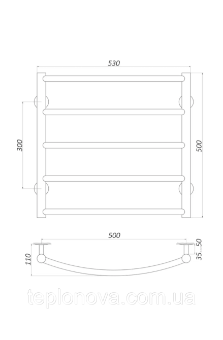 Полотенцесушитель Нержавейка UNIO 500x530-5 Лесенка Дуга Черновцы - изображение 3