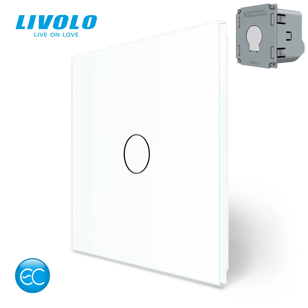 Комплект бездротовий сенсорний вимикач з реле Livolo білий скло (VL-XR007-W/FC1Z2-2G) Коломыя - изображение 1