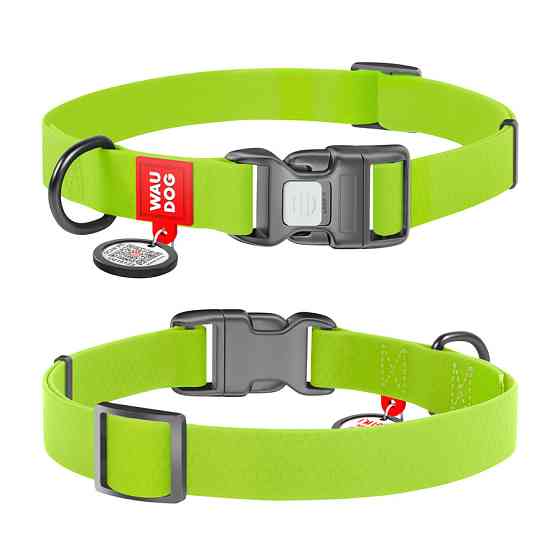 Ошейник для собак водостойкий WAUDOG Waterproof c QR паспортом, пластикова пряжка-фастекс, Ш 15 мм, Дов 25-35 см, салатовий Київ
