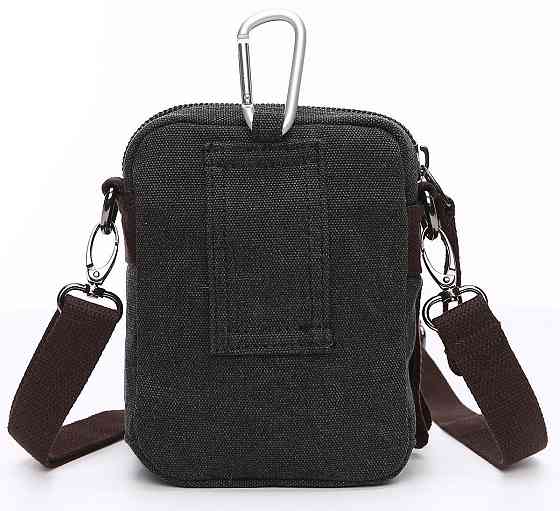 Барсетка текстильная на пояс Vintage 20082 Черная Киев