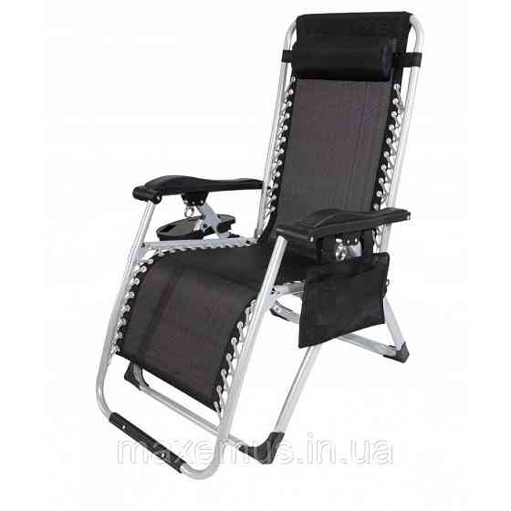 Раскладное кресло шезлонг туристический Bonro BG-006 черный + карман Садовый лежак пляжный шезлонг Мостиска