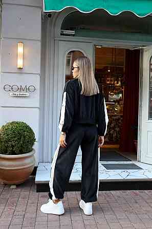 Стильный женский повседневный костюм тройка плотный плюшевый велюр Черный, 46/48 Одесса