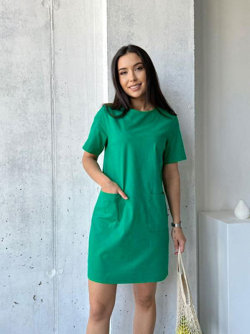 Літня сукня з кишенями "Tiffany" оптом Зелений, 42-44 Київ - фото 3