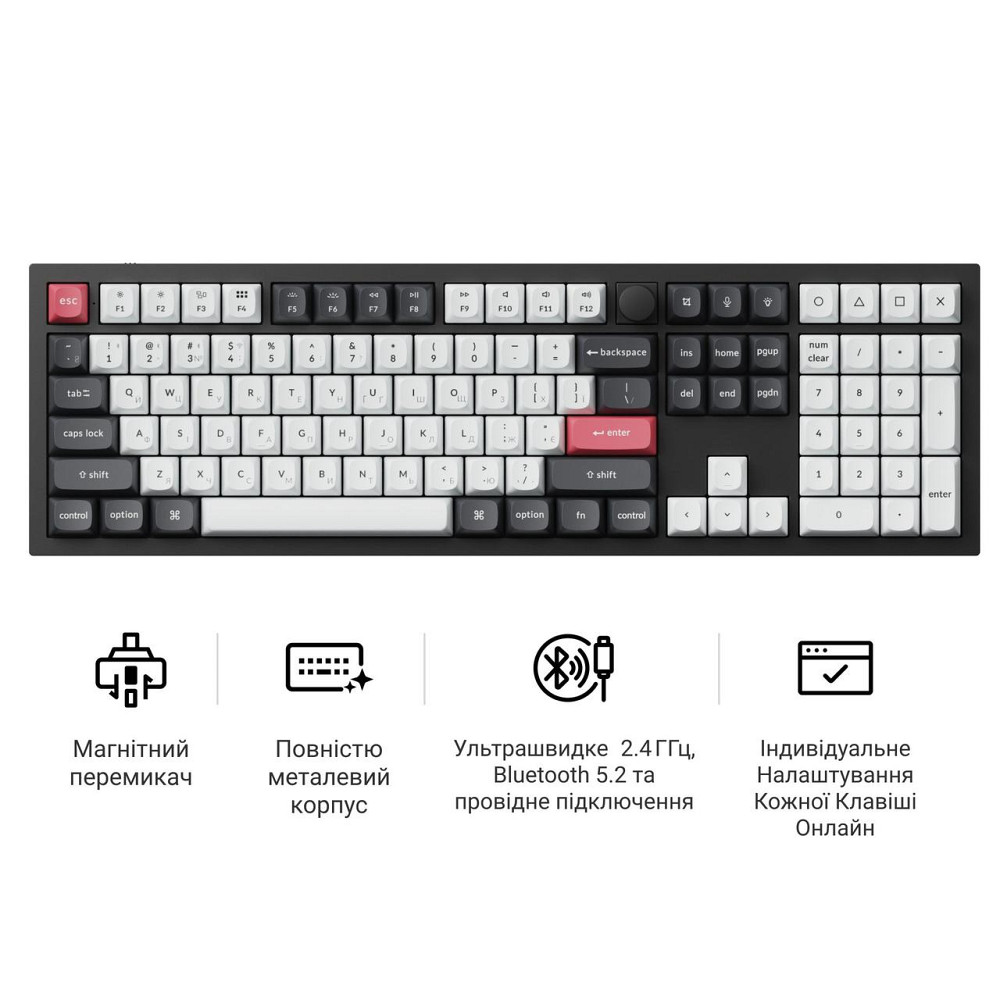 Клавіатура бездротова Keychron Q6 HE Magnetic Switch Black RGB (Q6H-M1-UA) ( 20028 ) Харьков - изображение 8