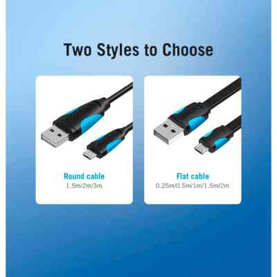 Дата кабель USB 2.0 AM to Micro 5P 0.5m Black Vention (VAS-A08-B050) Вінниця
