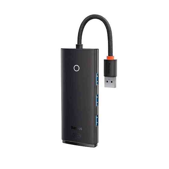 Хаб адаптер перехідник Baseus Lite Series 4-Port USB-A HUB 25cm, колір чорний WKQX030001 Одеса
