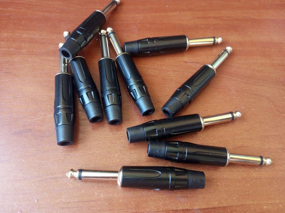 Штекер 6,3 мм монo "позолочений", метал корпус Полтава - фото 1