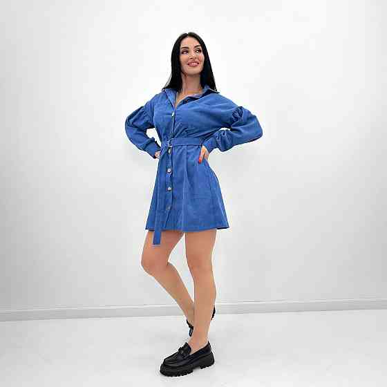 Вельветовое платье с широкими рукавами Margo 42-44, Трехнитка начес, Джинс Киев