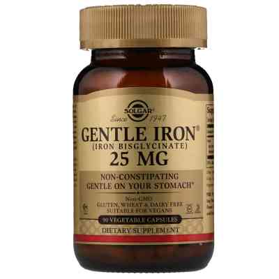Минералы Solgar Хелатне залізо, Gentle Iron, 25 мг, 90 капсул (SOL-01249) Винница