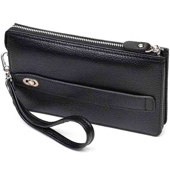 Цікавий клатч на два відділення з натуральної шкіри флотар BOND 22047 Чорний Київ