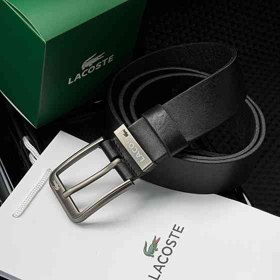 Мужской брендовый ремень Lacoste из натуральной итальянской кожи (979) Киев