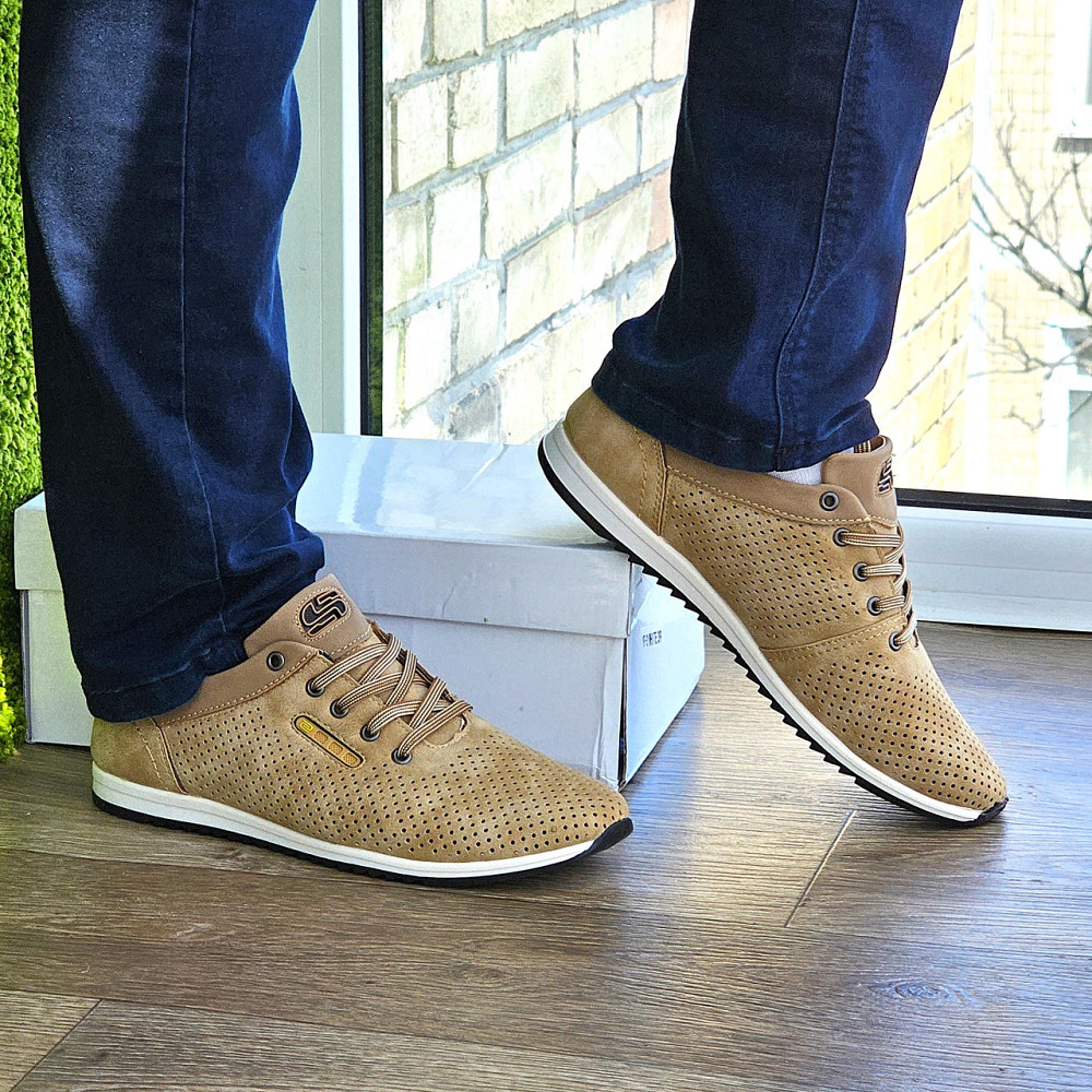 Чоловічі мокасини Літні Бежеві Туфлі Сіточка Коричневі Світлі (розміри: 40,41,42,43,44,45) - 207-4 Дніпро - фото 10