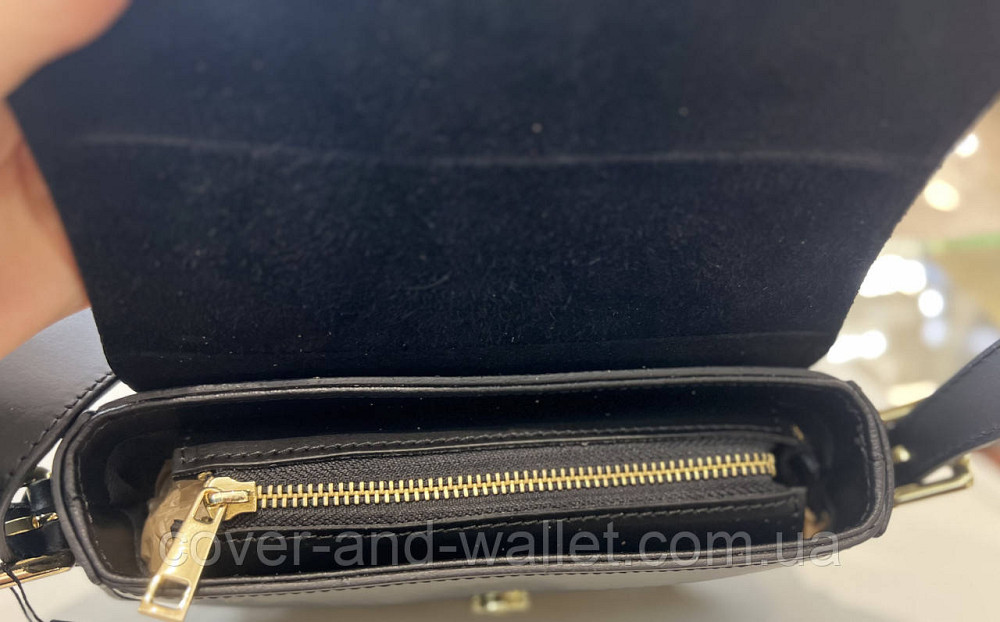 Стильная женская сумка среднего размера из итальянской кожи (черная) Virginia Conti Киев - изображение 4