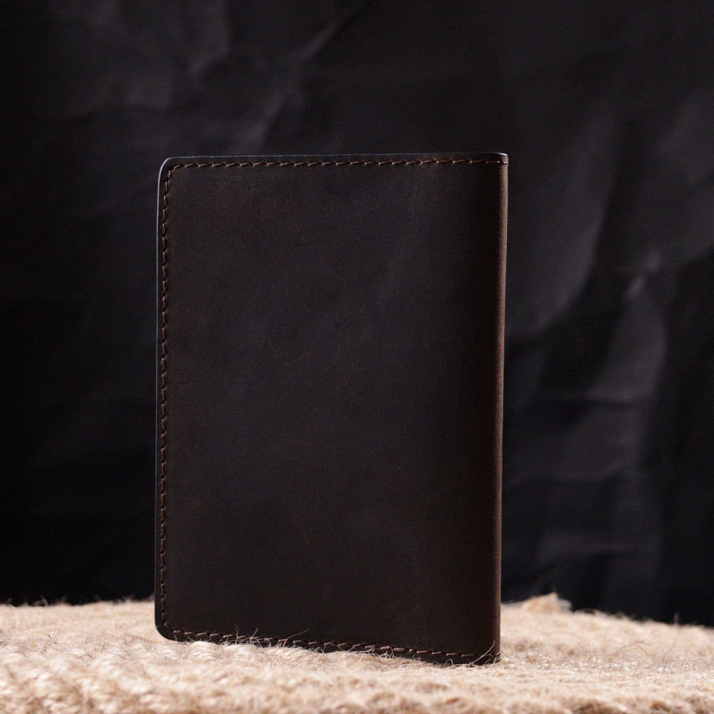 Надійна обкладинка на військовий квиток у вінтажній шкірі Карта GRANDE PELLE 16781 Коричнева Київ - фото 8