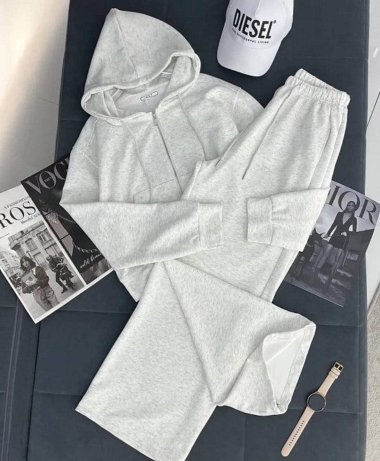 Женский прогулочный костюм двойка: кофта и штаны турецкая двунитка Меланж, 46/48 Одесса - изображение 1