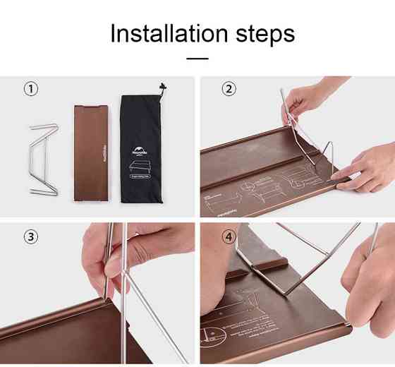 Стіл розкладний алюмінієвий для пікніку Naturehike NH17Z001-L, 34х25 см, сірий Київ