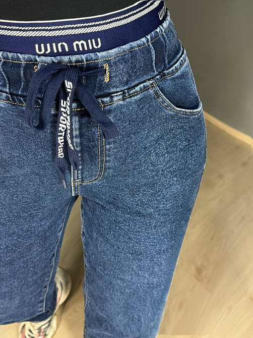 Джинсы женские LDM 0250 МОМ бананы резинка на поясе батал большие размеры синие, синий, З6, 36, 100 см, 128 см Киев - изображение 17