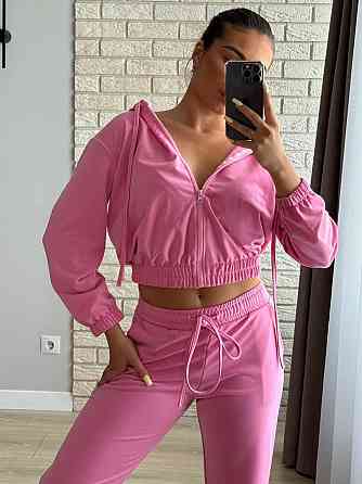 Жіночий повсякденний прогулянковий костюм трійка: кофта топ і штани двонитка Одеса