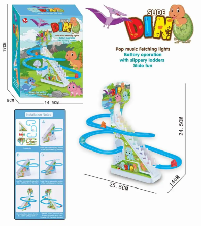 Гра настільна для дітей "Гірка з треком", іграшка для розвитку дитини, від 3 років, фігурки 3шт Dinosaur Кам'янець-Подільський