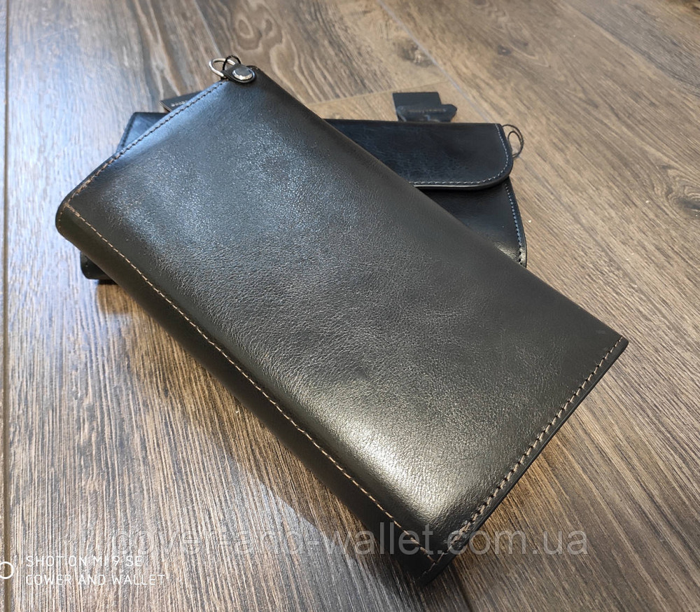 Коричневий чоловічий клатч із гладкої шкіри на магнітній фіксації Grande Pelle Practico Київ - фото 2